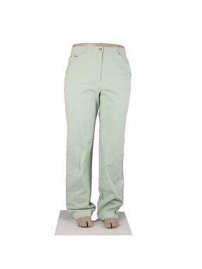 St John Sport Sz 16 x 35 Mint Green Pockets Straight Leg Cotton Lycra Jeans